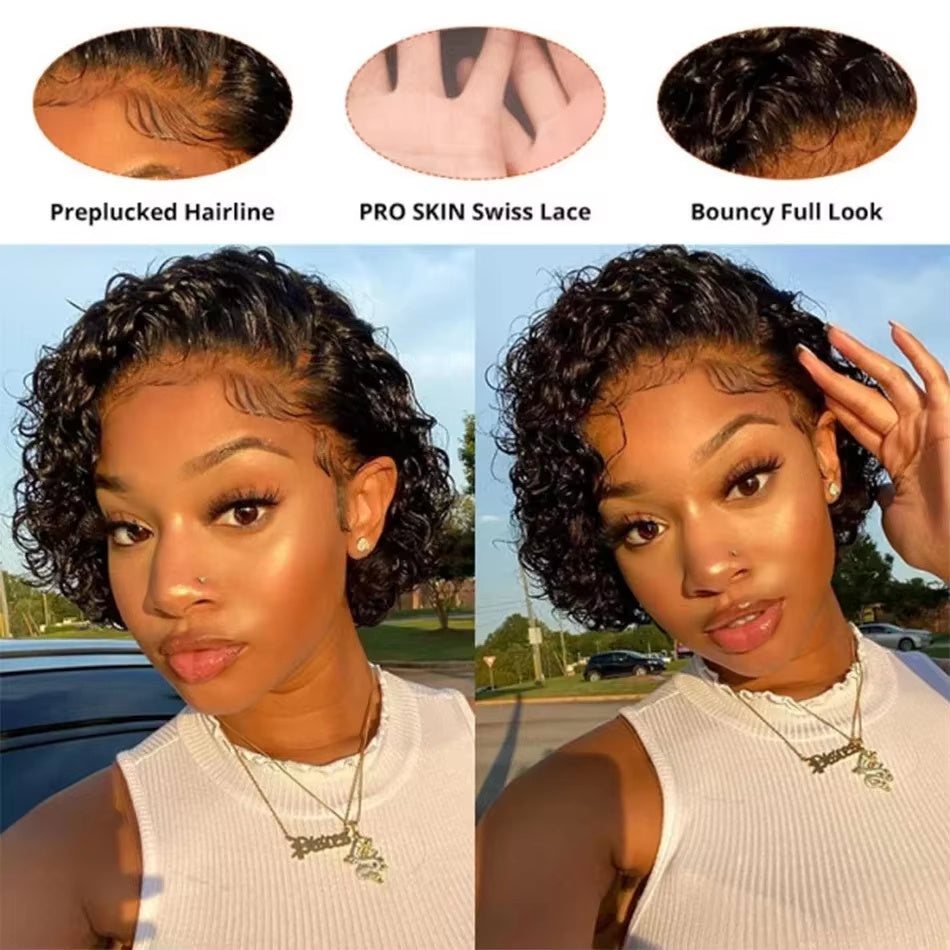 6 Inch Pixie Lace Front Wig Human Hair